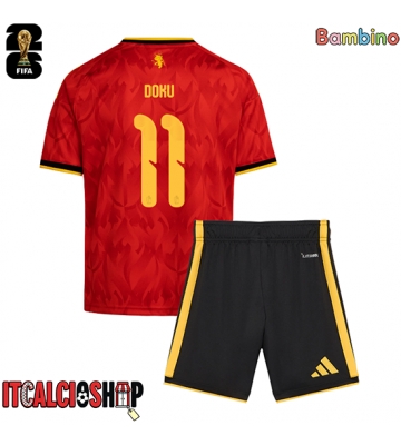 Belgio Jeremy Doku #11 Prima Maglia Bambino Mondiali 2026 Manica Corta (+ Pantaloni corti)